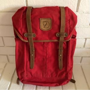 FJALLRAVEN Red Canvas Leather G1000 Rucksack